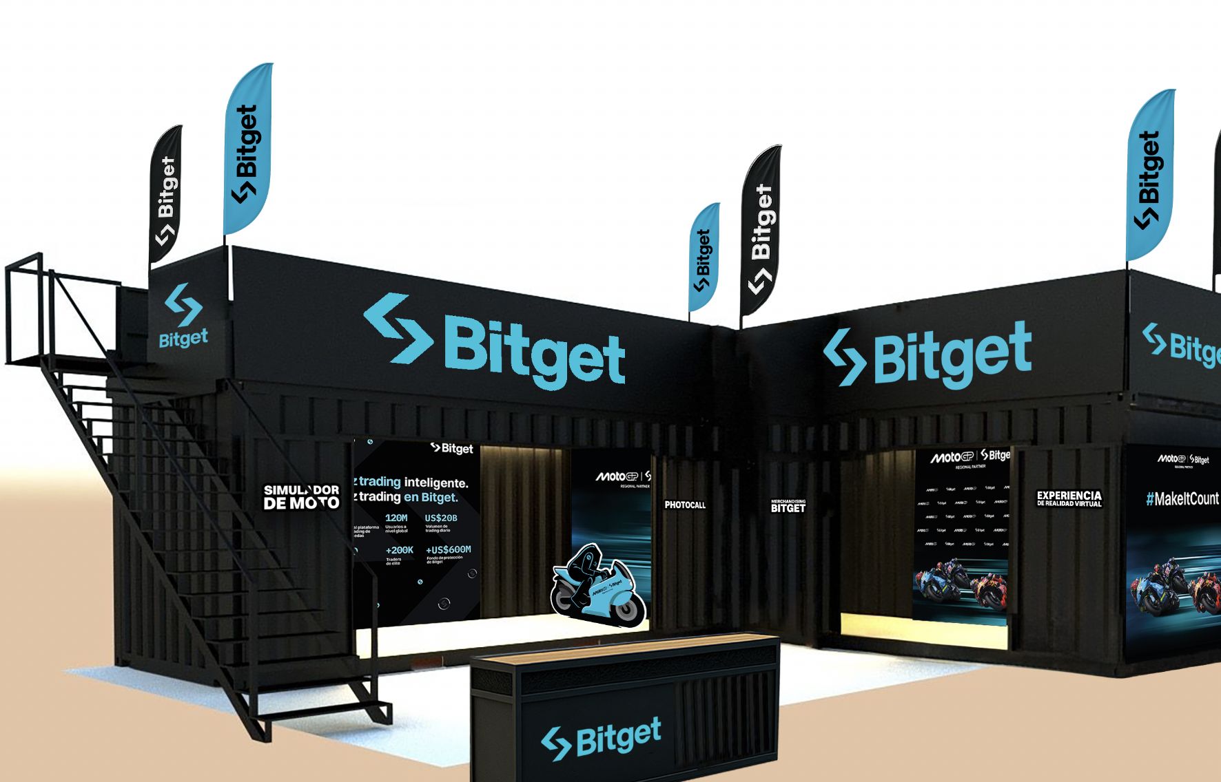 Bitget MotoGP booth interior concept